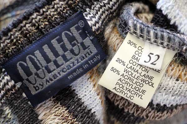 90s イタリア製 COLLEGE by Marcazzani 3D 立体編み コットン×ウール