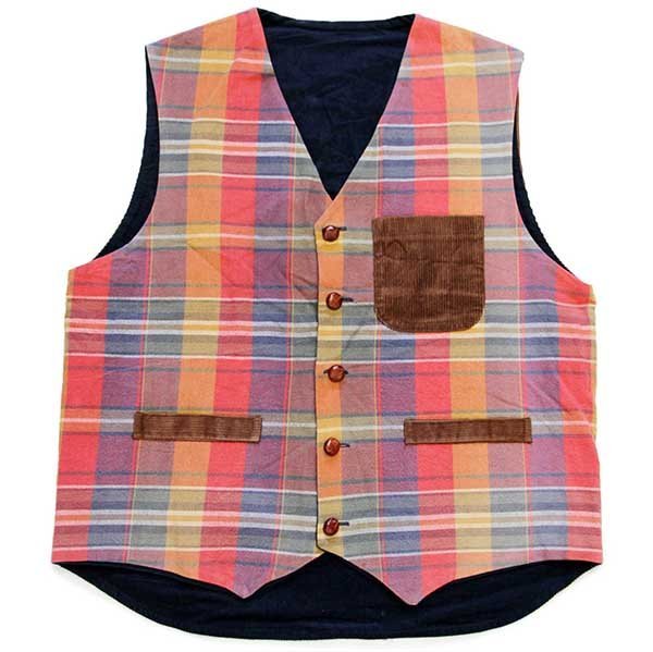 90s イタリア製 Country Side リバーシブル マドラスチェック×無地