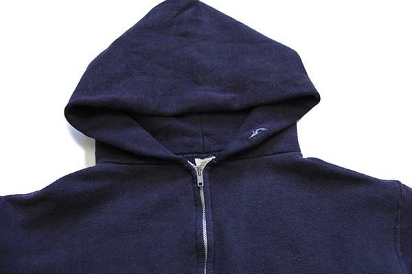 70s USA製 RUSSELLラッセル 無地 スウェット ジップパーカー 紺 M