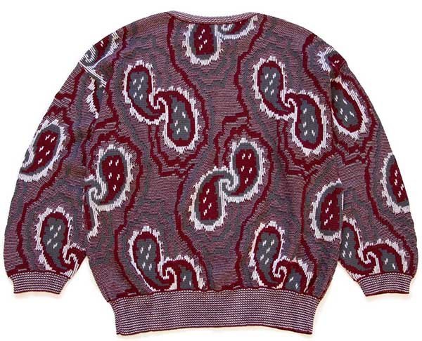 80s USA製 UNKNOWN ペイズリー 総柄 ジャガード アクリルニット