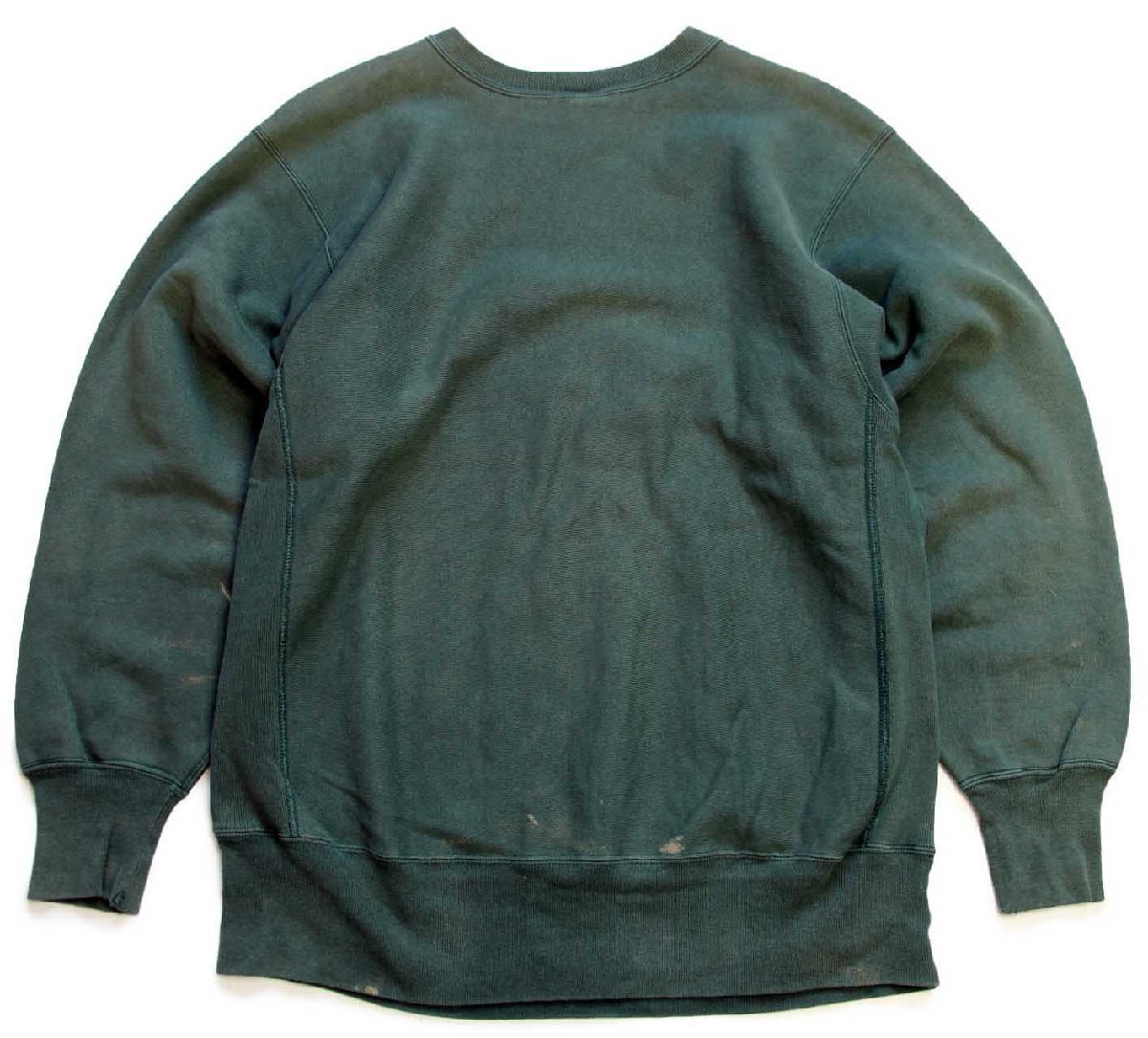90sChampionリバースウィーブ無地スウェット フェードダークグリーンL
