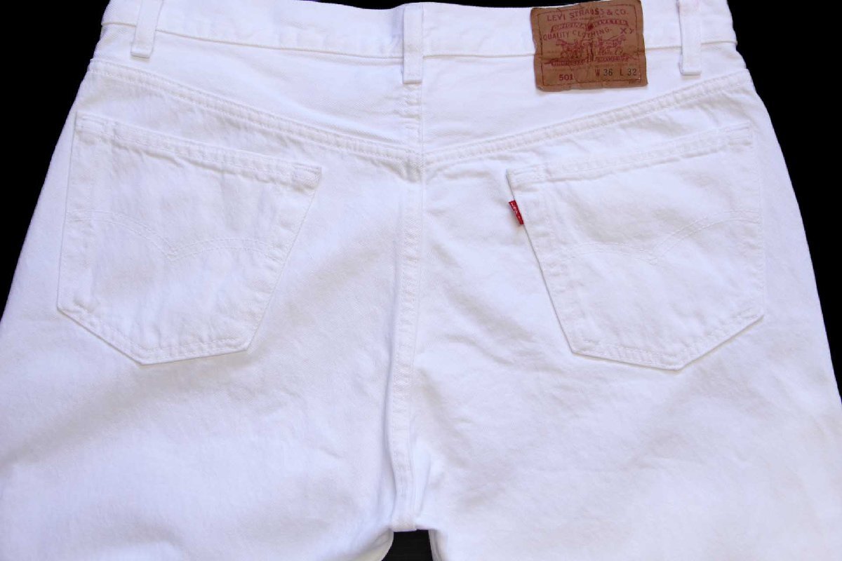 90s USA製 Levi'sリーバイス 501 ホワイト デニムパンツ w36 L32