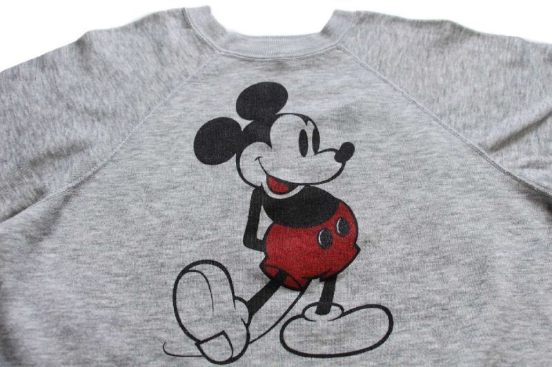 80s Disneyディズニー ミッキー マウス スウェット 杢グレー L