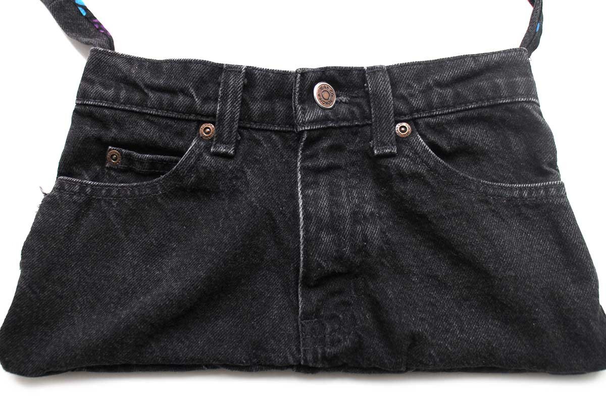 ハンドメイド リメイク SONOMA 足型 ポーチ付き ブラック デニム