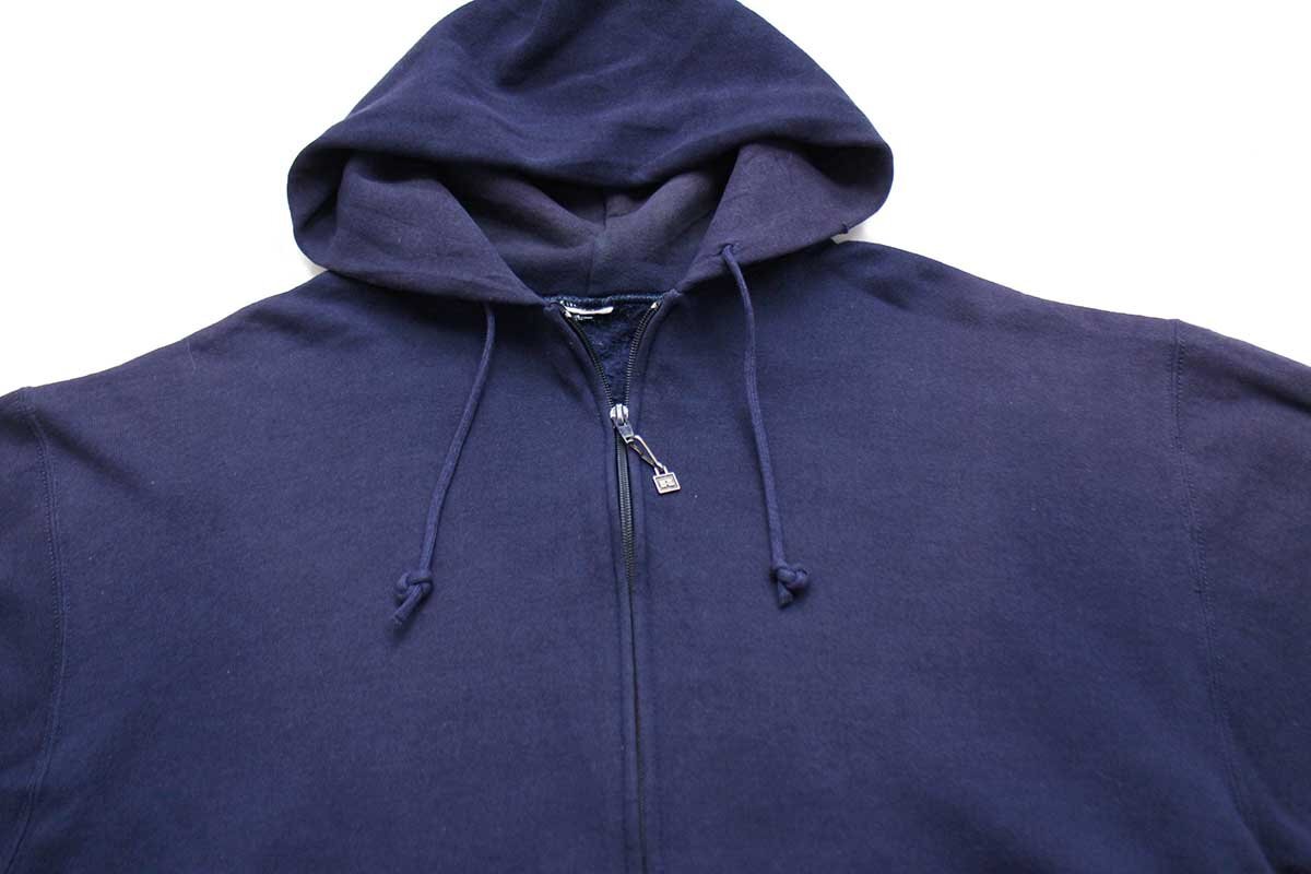 90s RUSSELLラッセル 無地 スウェット ジップパーカー ナス紺 フェード