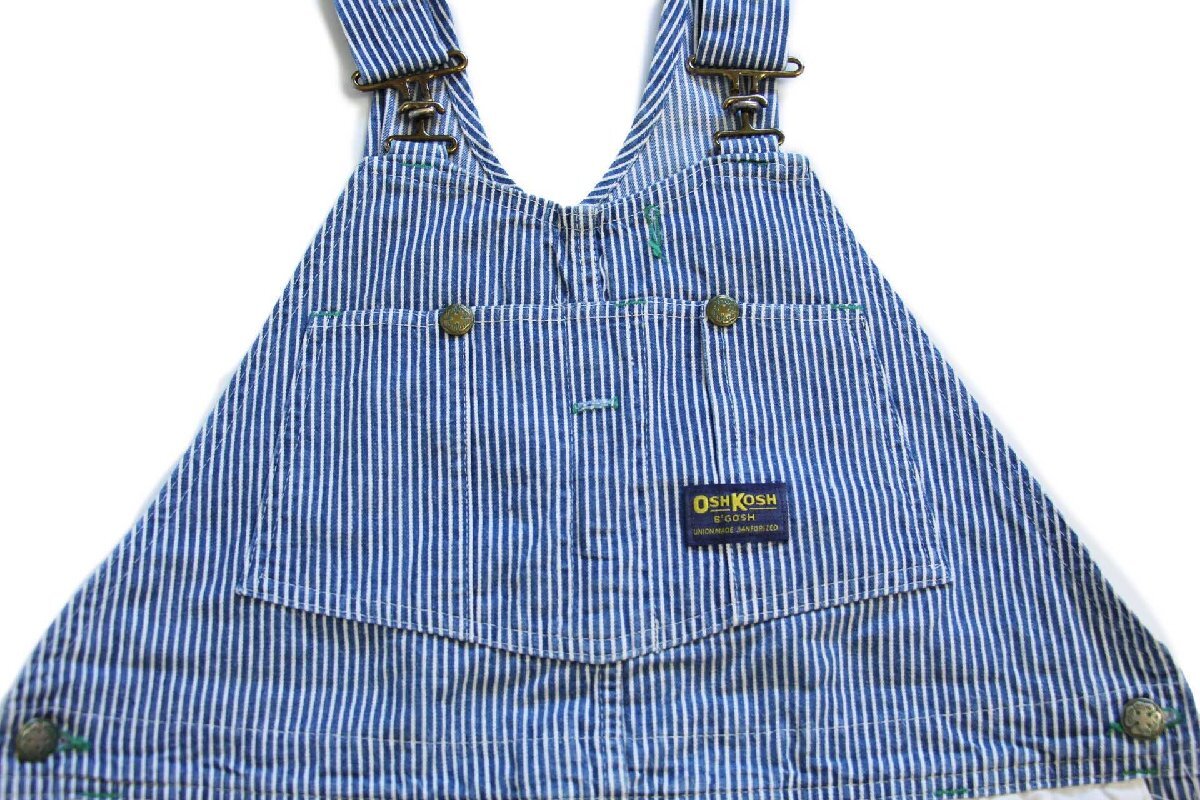 80s USA製 OSHKOSH B'GOSH エプロン付き ダブルニー ヒッコリー