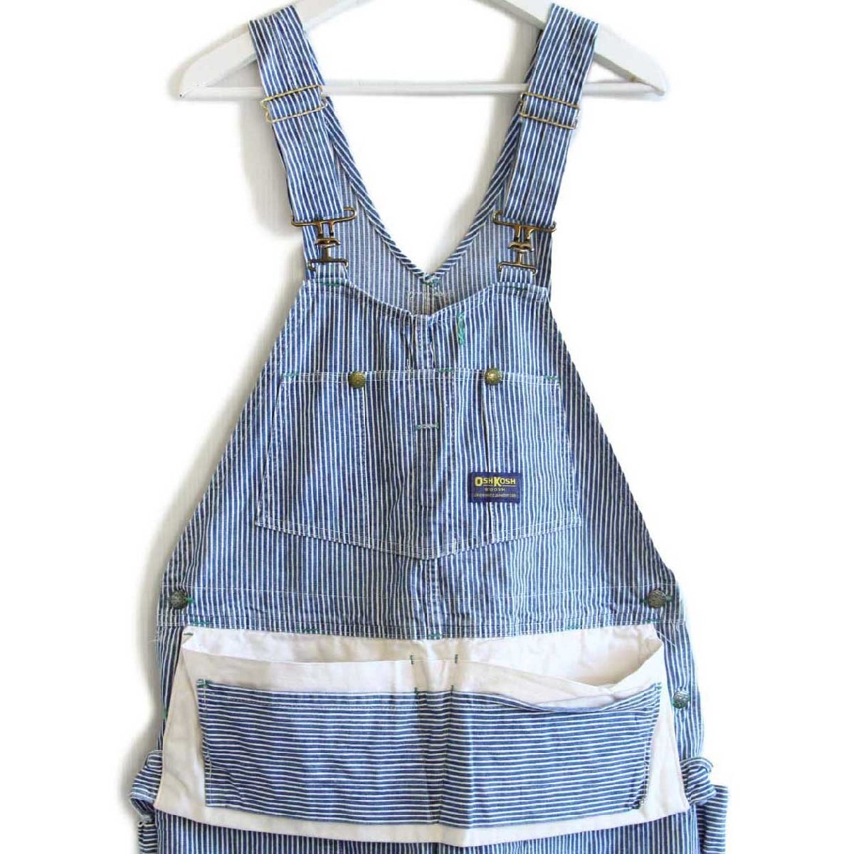 80s USA製 OSHKOSH B'GOSH エプロン付き ダブルニー ヒッコリー