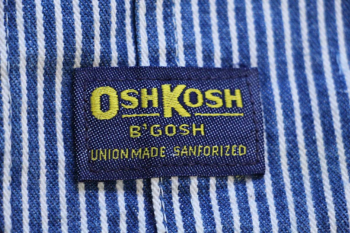 80s USA製 OSHKOSH B'GOSH エプロン付き ダブルニー ヒッコリー