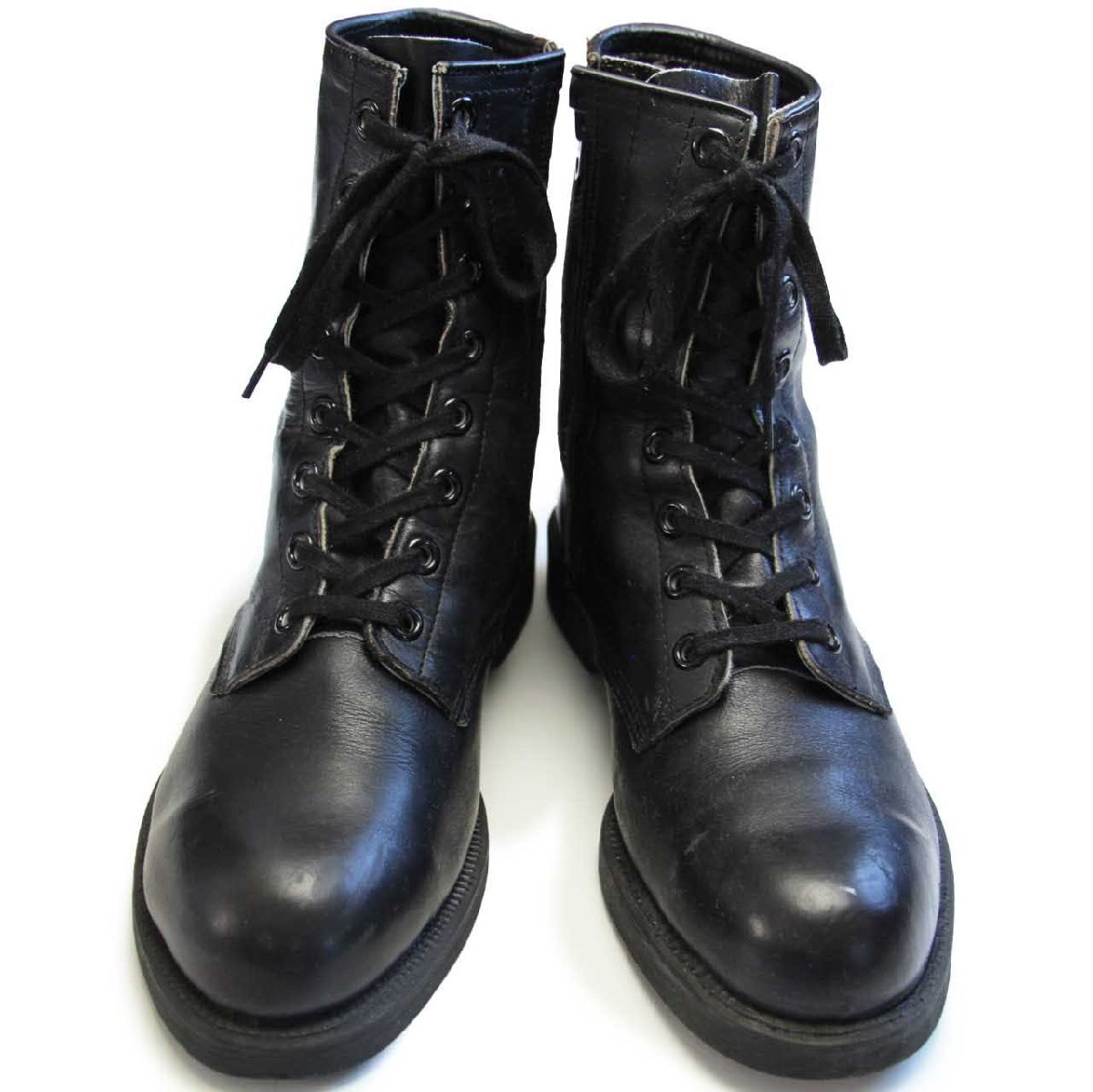 80s MSD スチールトゥ サイドジップ 8ホール レザーブーツ 黒