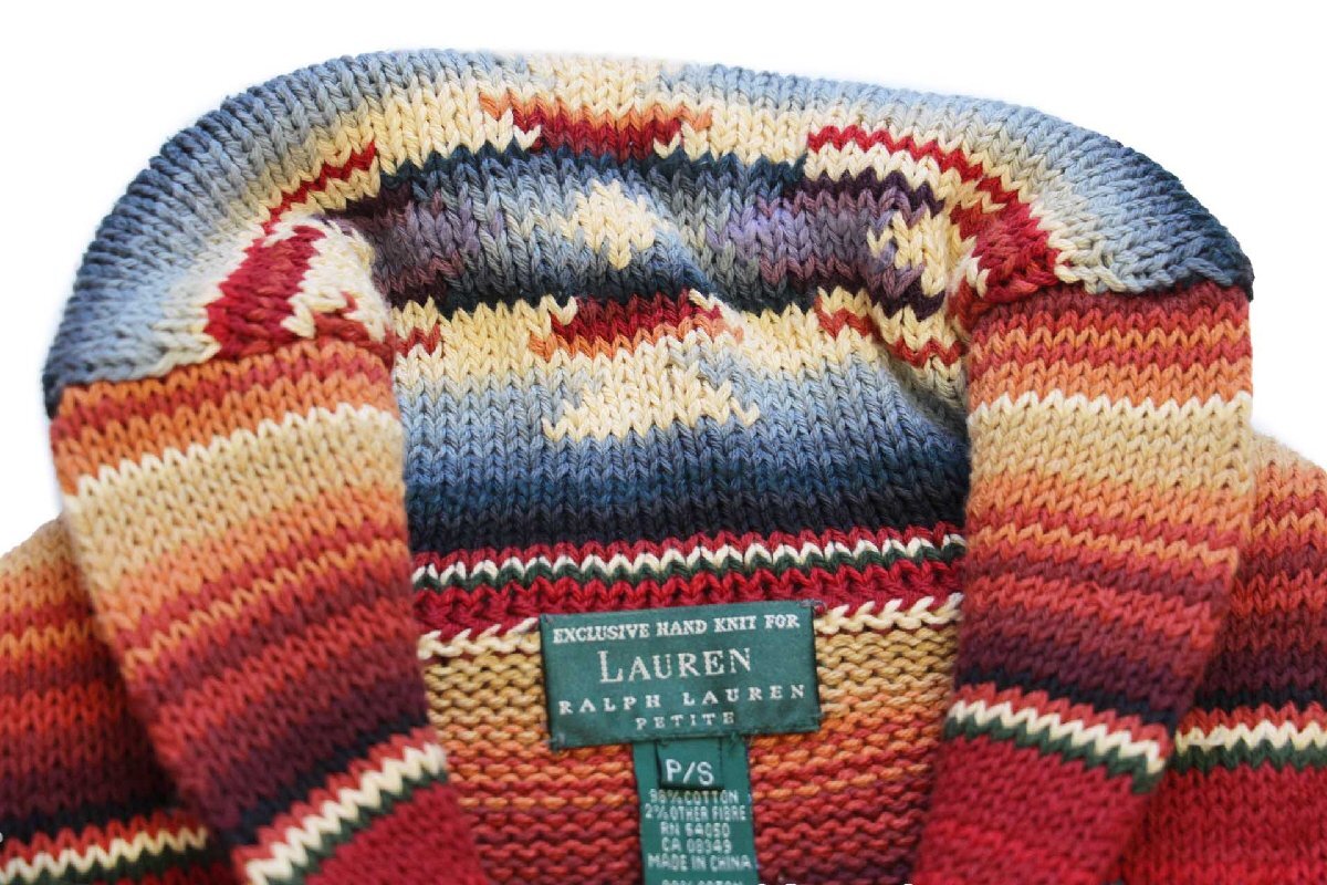 00s LAUREN ラルフローレン ネイティブ柄 ショールカラー コンチョ