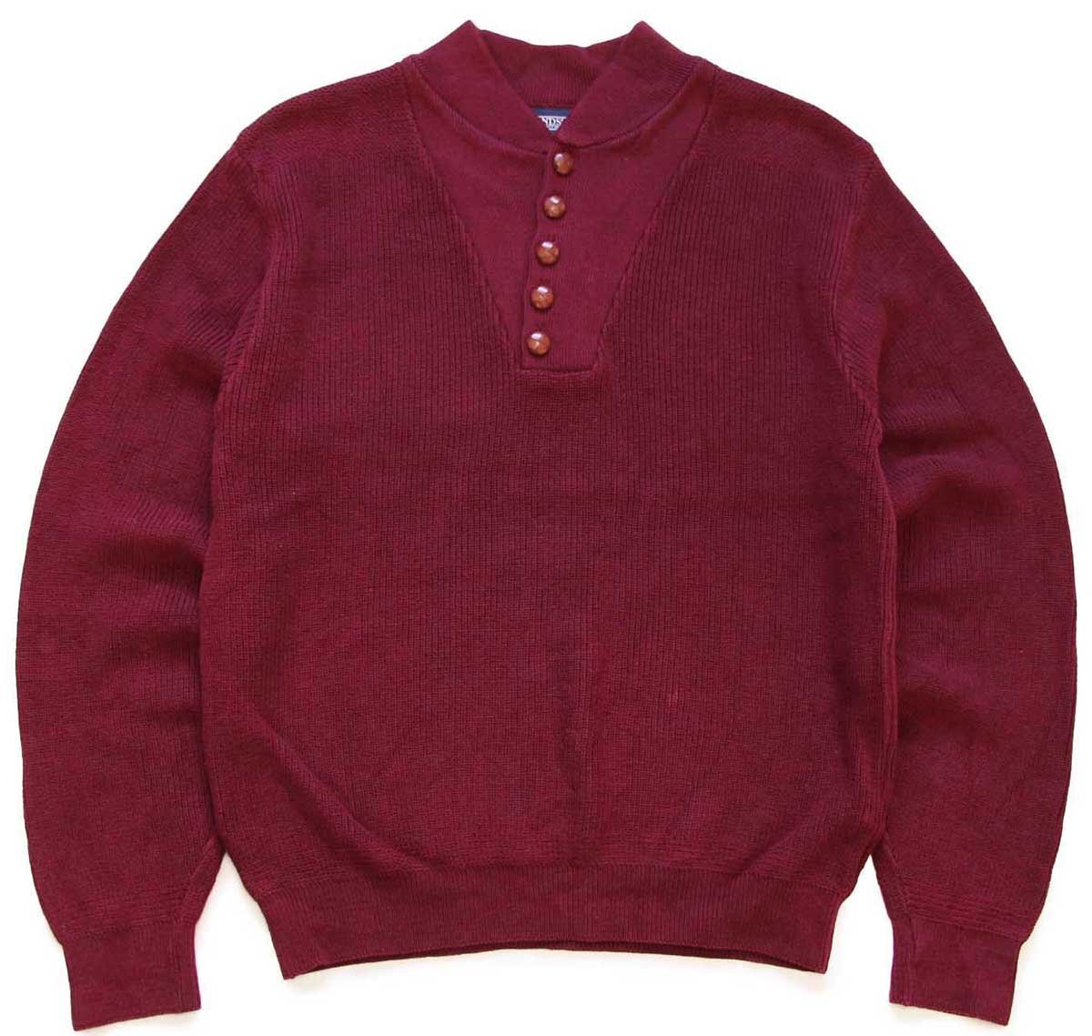 90s USA製 LANDS'ENDランズエンド 5ボタン ヘンリーネック コットン