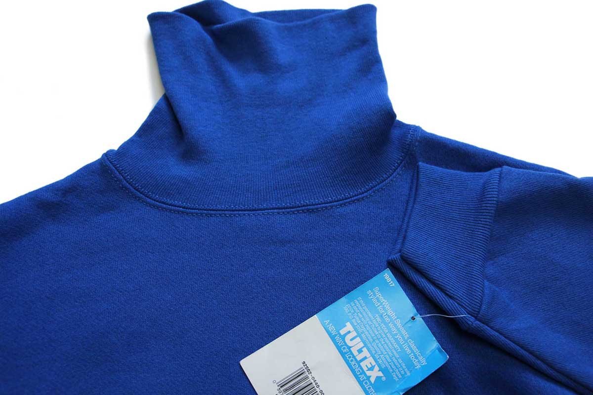デッドストック☆90s USA製 TULTEX 無地 タートルネック スウェット 青