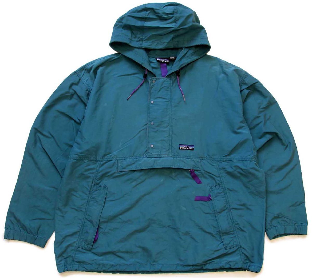 90s patagoniaパタゴニア バギーズプルオーバー ナイロンパーカー 青緑