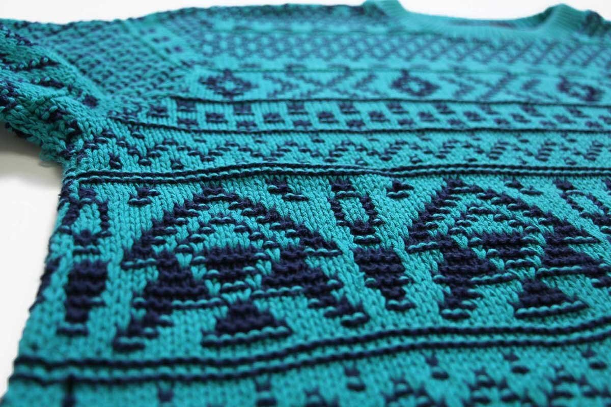 80s USA製 Woolrichウールリッチ フォークロア柄 コットンニット