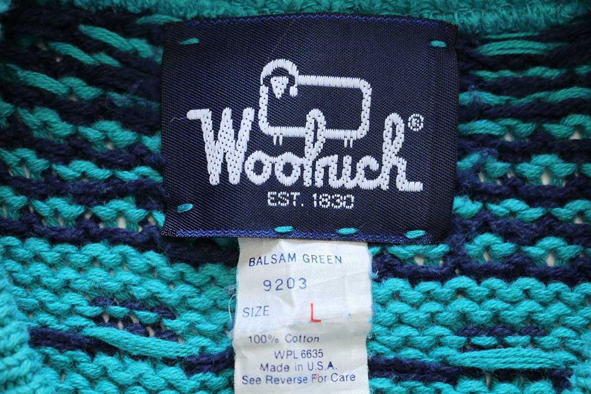 80s USA製 Woolrichウールリッチ フォークロア柄 コットンニット