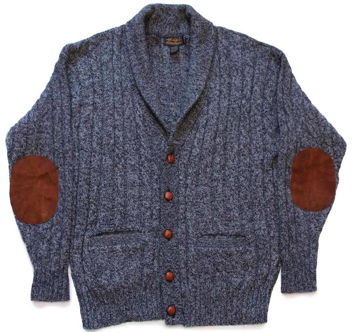 80s USA製 EddieBauerエディーバウアー ショールカラー エルボーパッチ