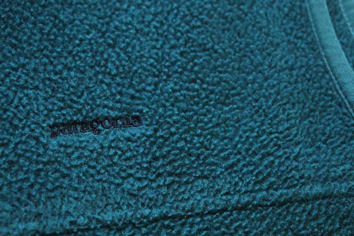 90s USA製 patagoniaパタゴニア ロゴ刺繍 シンチラ フリースベスト 緑
