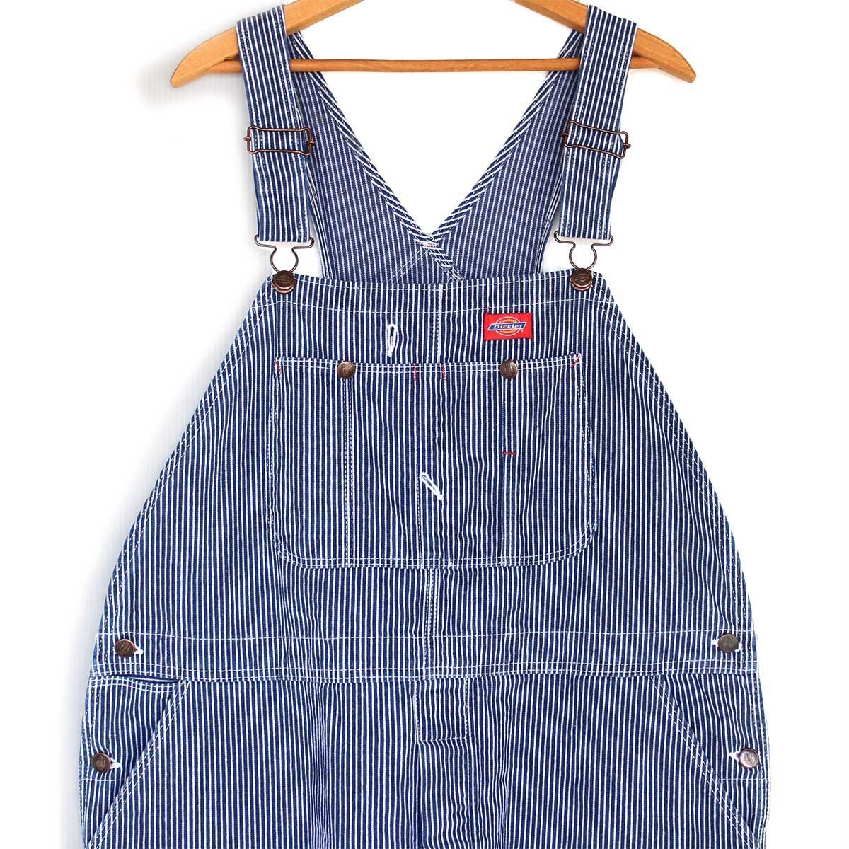 90s USA製 Dickiesディッキーズ ヒッコリー ストライプ オーバーオール
