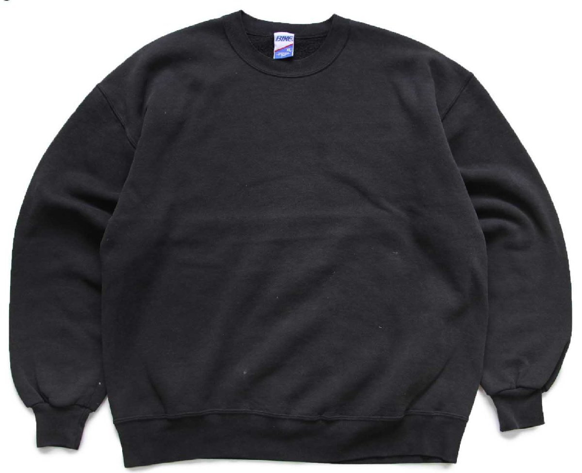 90s USA製 BIKE 無地 スウェット 黒 フェード XL☆ブランク