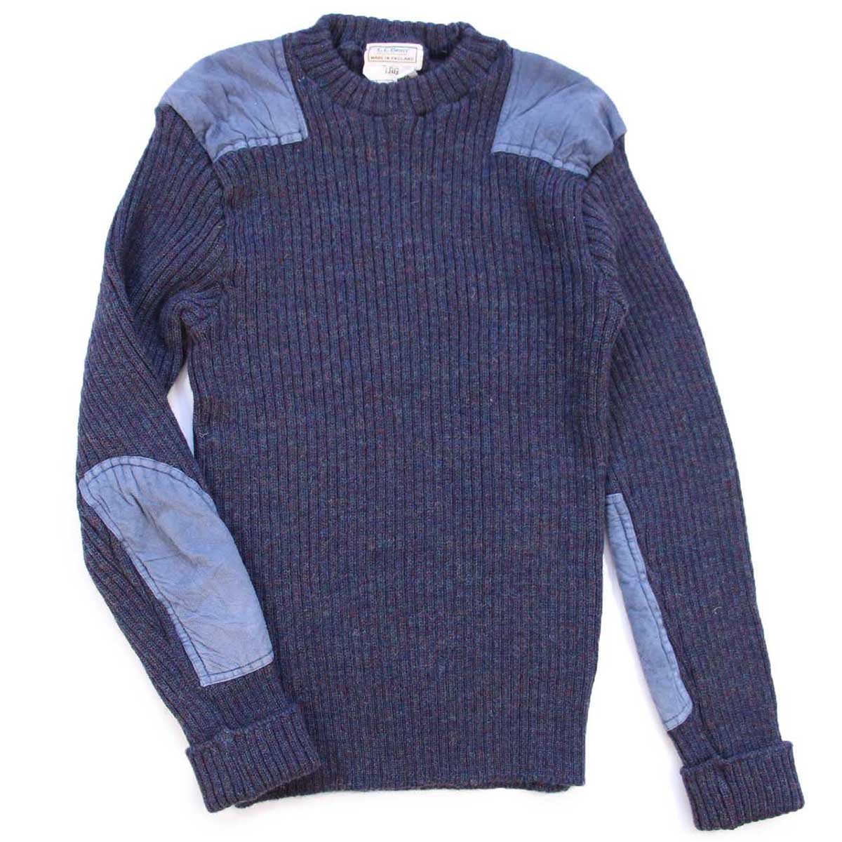 80s 英国製 L.L.Bean ウールニット コマンドセーター ネイビー