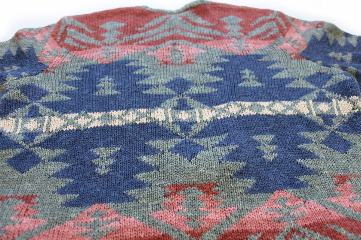 00s LAUREN ラルフローレン ネイティブ柄 コンチョボタン リネン