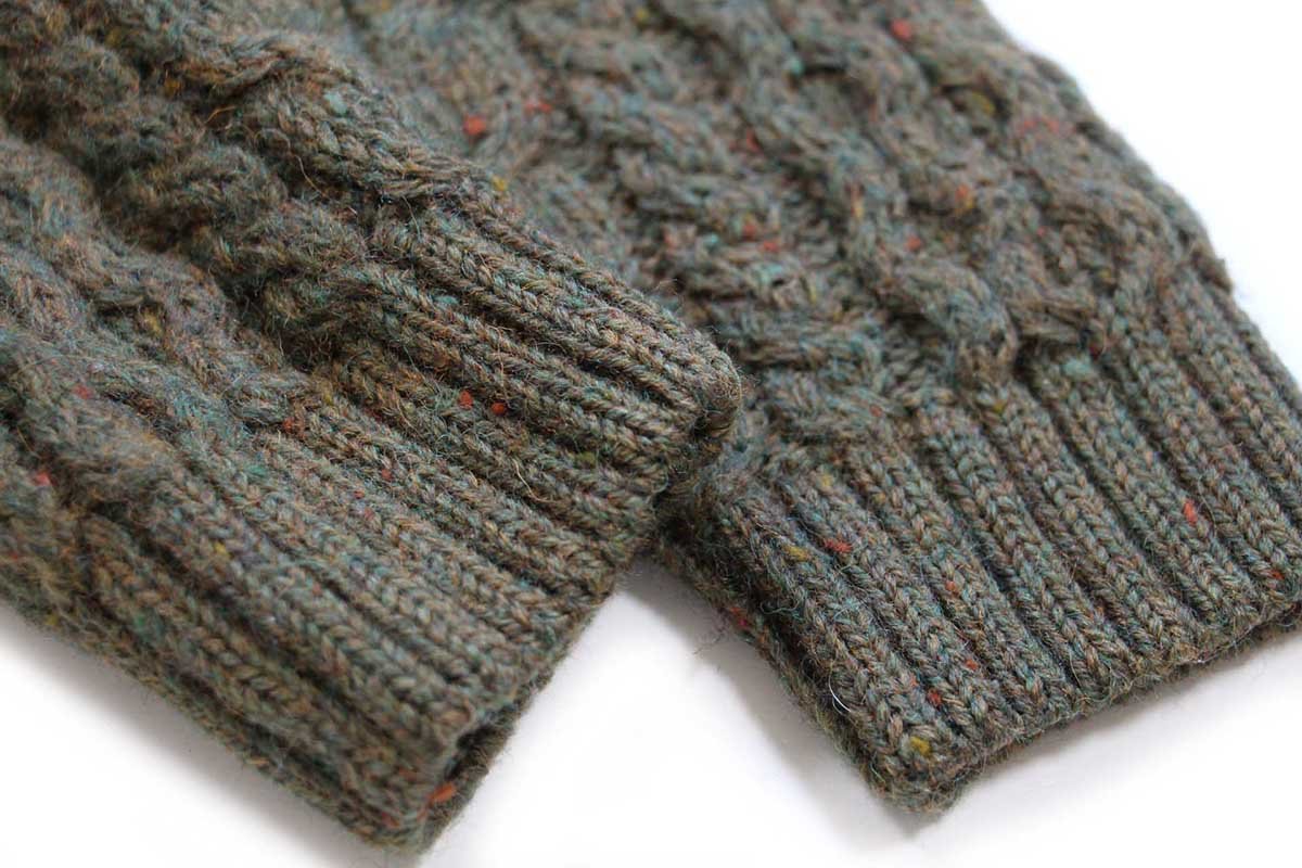 90s 英国製 LANDS'ENDランズエンド ケーブル編み ネップ入り ウール