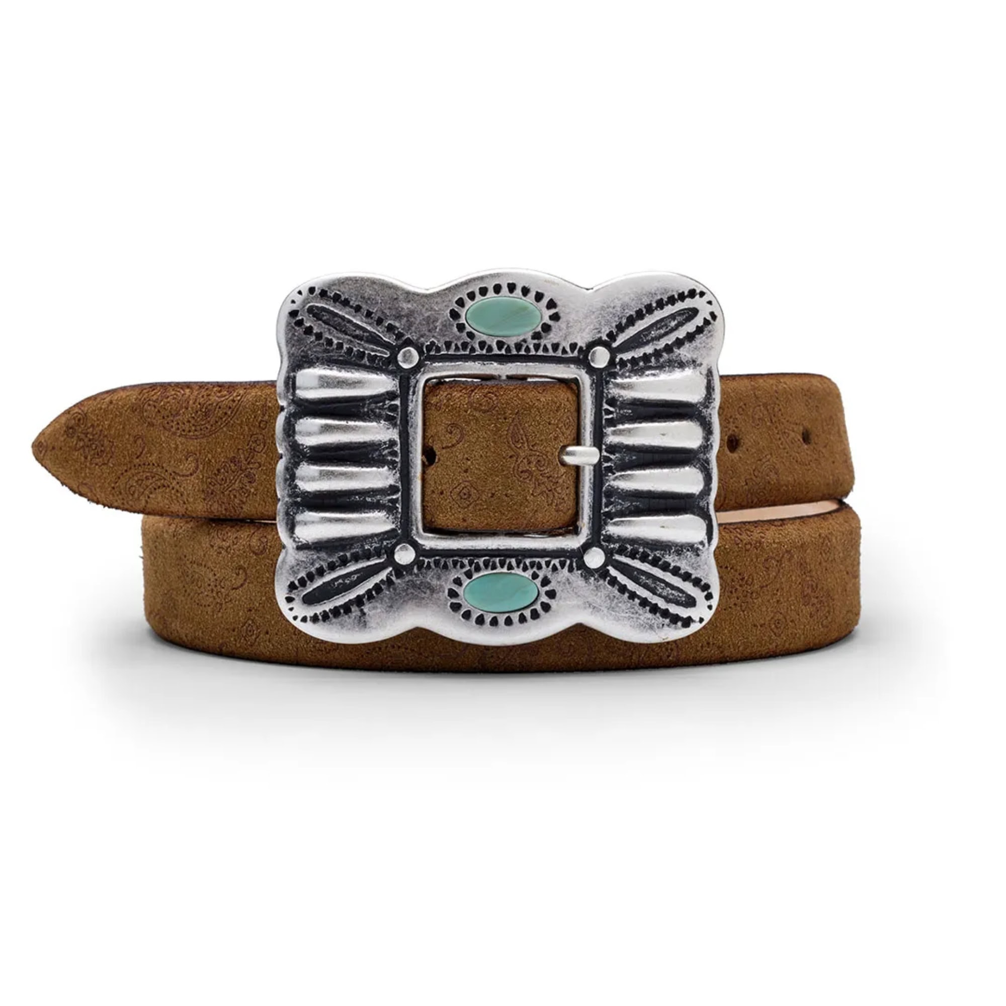 TURQUOISE Belt | Brown Suede| SILVER OSTRICH x ARIZONA LOVE