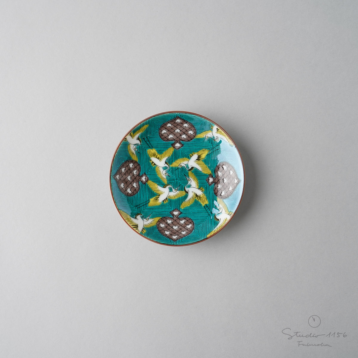 江戸後期 吉田屋 青九谷中皿 直径15.5cm 江戸後期 吉田屋 青