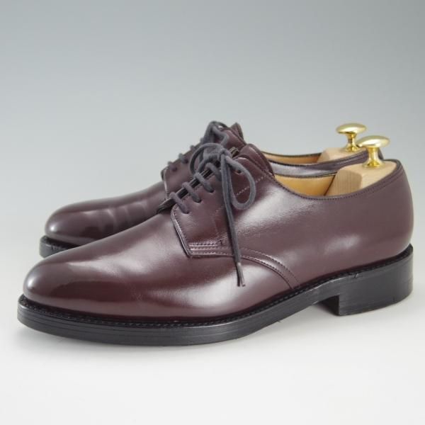 極上☆ジョンロブ 5E【貴重☆5495ラスト/FIVE】プレーントゥ/カーフ/赤