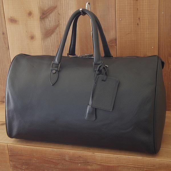 極上☆(伊)エルメネジルド・ゼニア【☆レザー/ボストンバッグ/黒