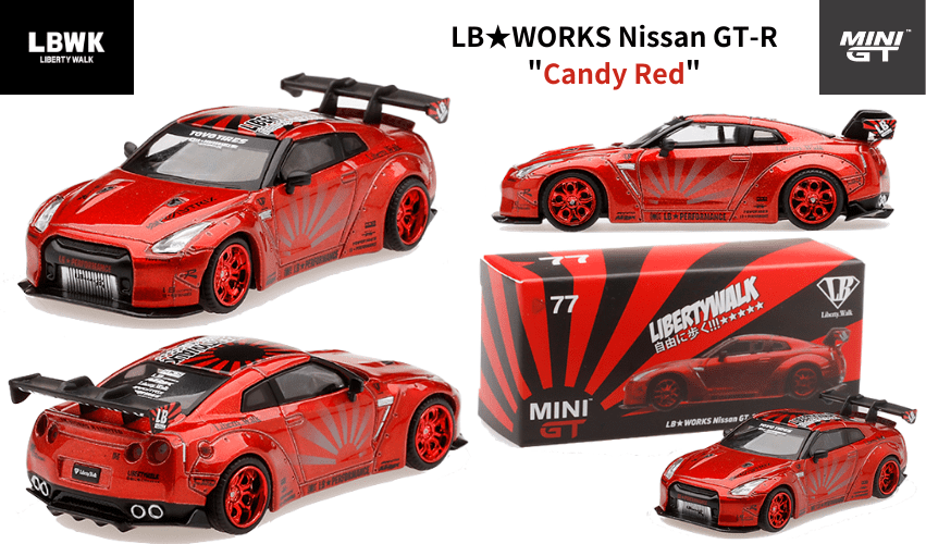 1/64スケール MINI GT「LB☆WORKS Nissan GT-R R35」(キャンディレッド