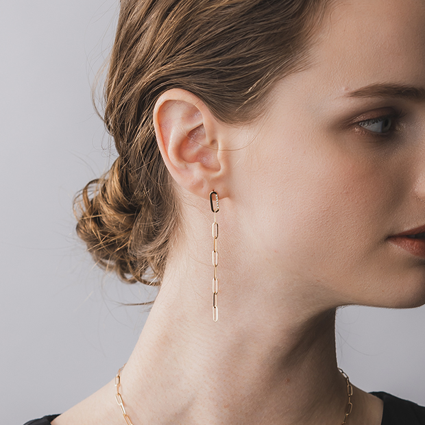 DIAMOND LINK CHAIN LONG PIERCE(片耳用)(2JP0922)K10 ピアス｜スター