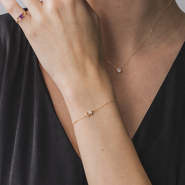CROSSING STAR & MOON BRACELET(2JU0297)K10 ブレスレット｜スター