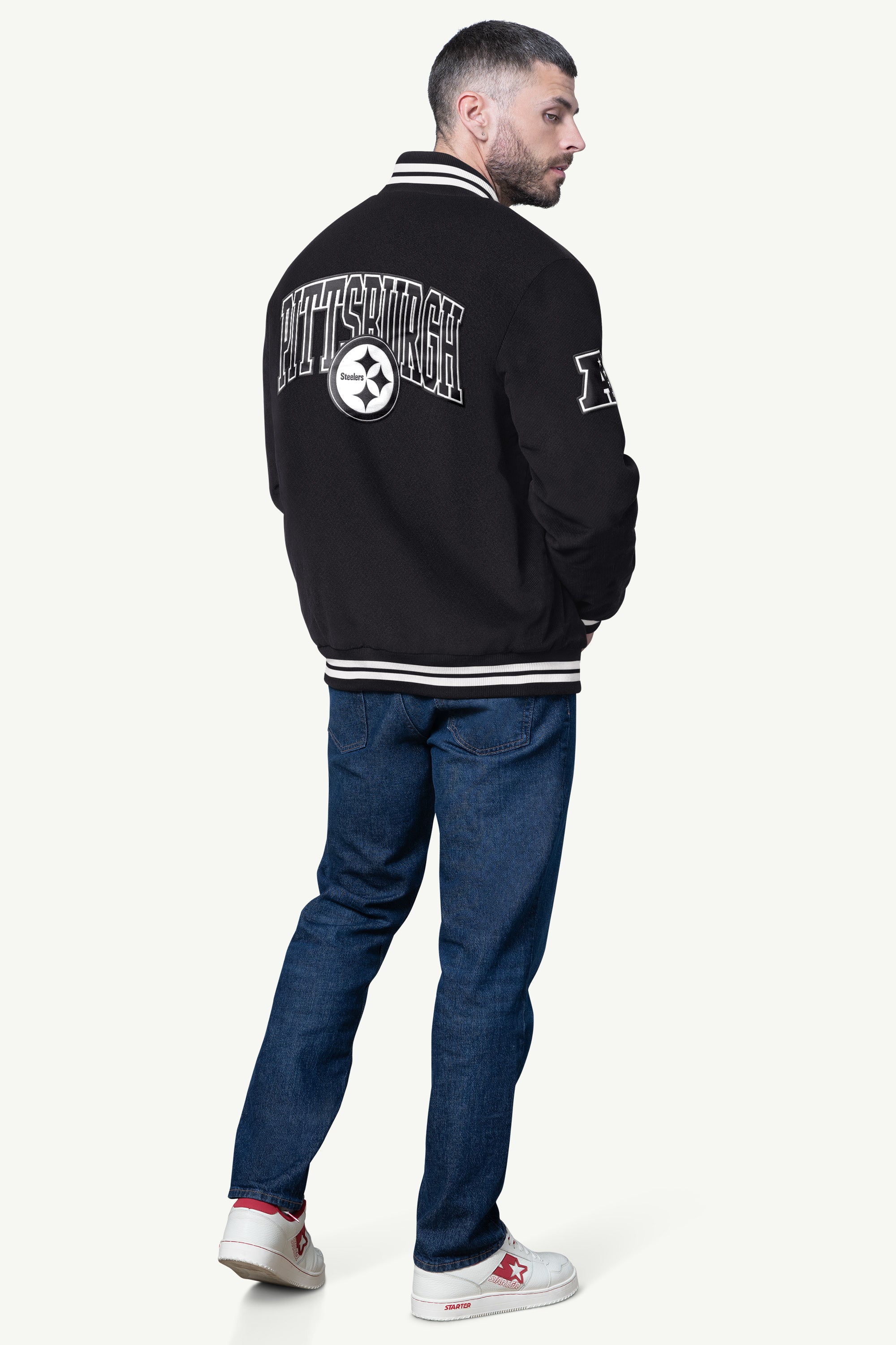 Mens Pittsburgh Steelers Blackout Corduroy Varsity Jacket | NFL