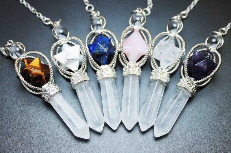 ペンデュラム アメジスト 水晶 マカバスター入り 振り子 ダウジング