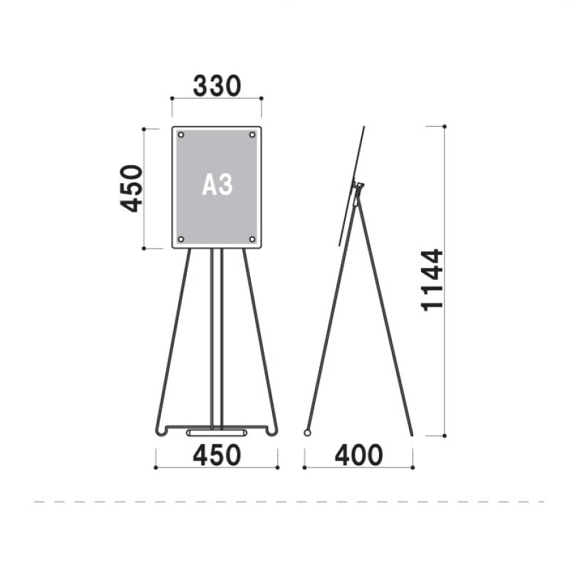マグネットボード付きサインスタンド A3 タテ CQ-A3T