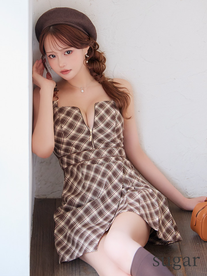 XSサイズあり【an/アン】チェック柄/ ショルダーバックル/ フロント