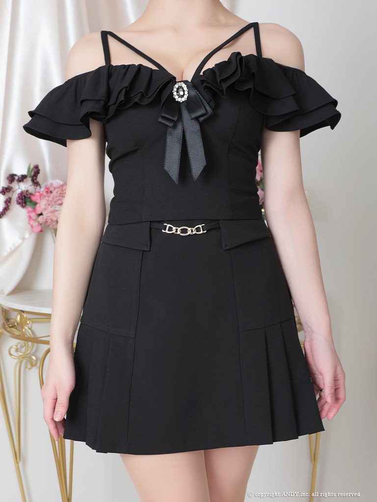 an/アン】ワンカラー/ フリル/ オフショル/ セットアップ/ プリーツ