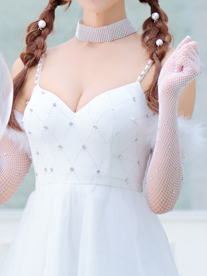 ハロウィン】 バニービジューフレアワンピース 【コスプレ5点セット