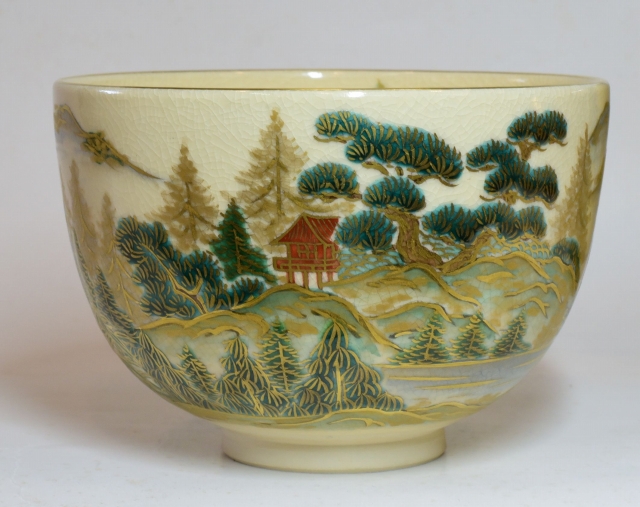 清閑寺窯 杉田祥平作 森と山の社画茶碗 すいぎょく園｜創業百年、お茶