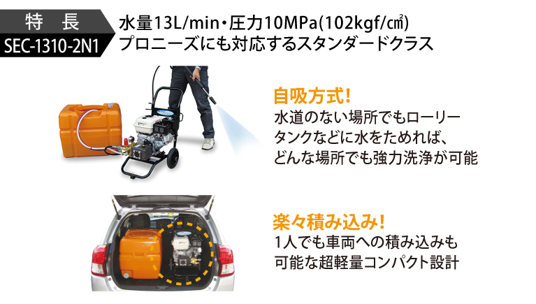 SEC-1310-2N1 | コンパクト&カート型 | 高圧洗浄機 | 製品情報 | 高圧
