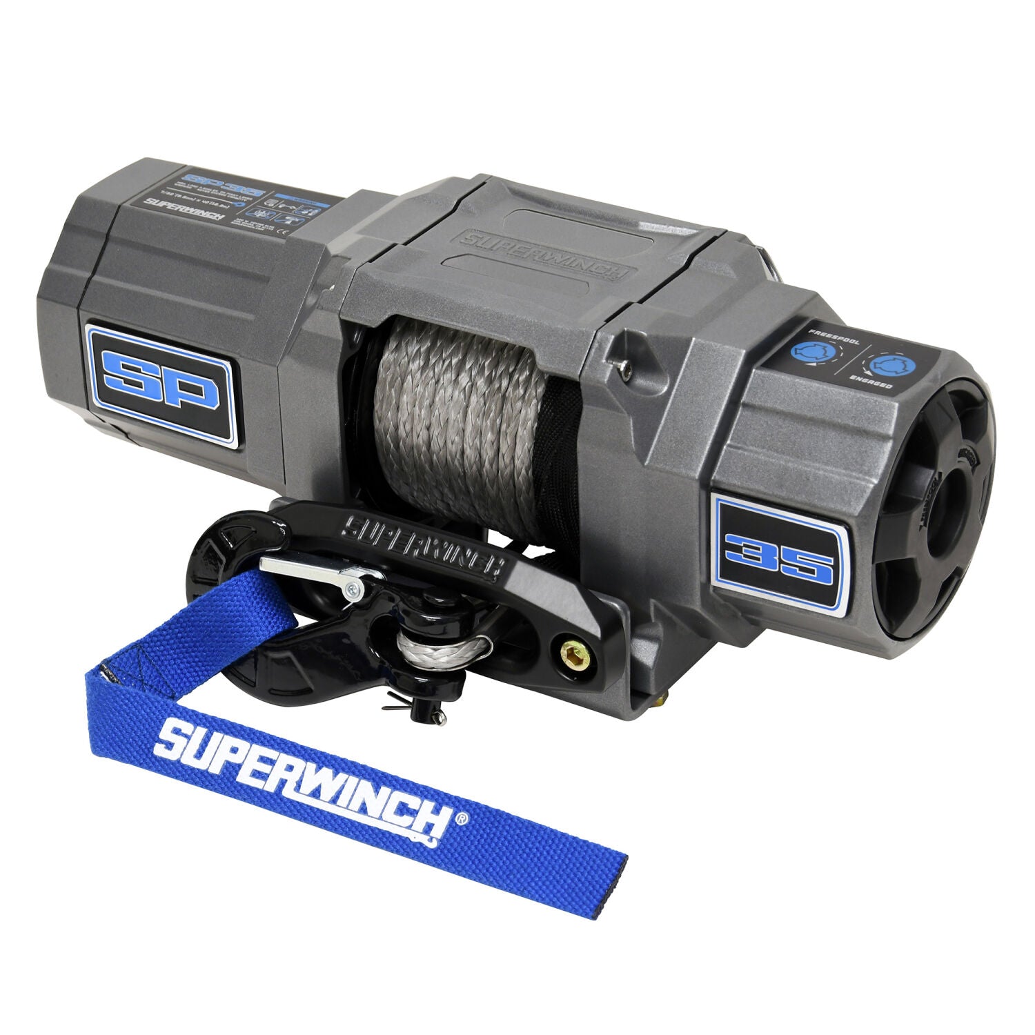 SP 35SR Powersports 3500lb 12V DC Winch with Synthetic Rope Graphite -