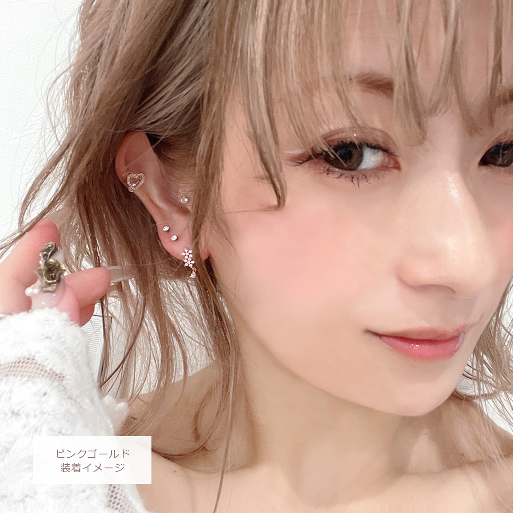 14G 16G ］選べる内径6mm8mm オープンハート heart ストレート 軟骨