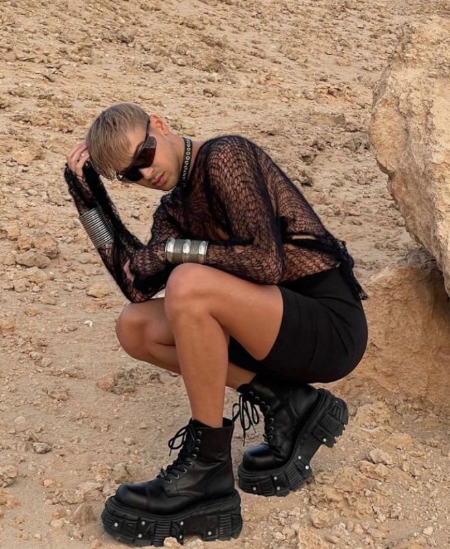 取り寄せ] M.TANK083-C1 / ネジ / 厚底ブーツ / 本革【NEW ROCK