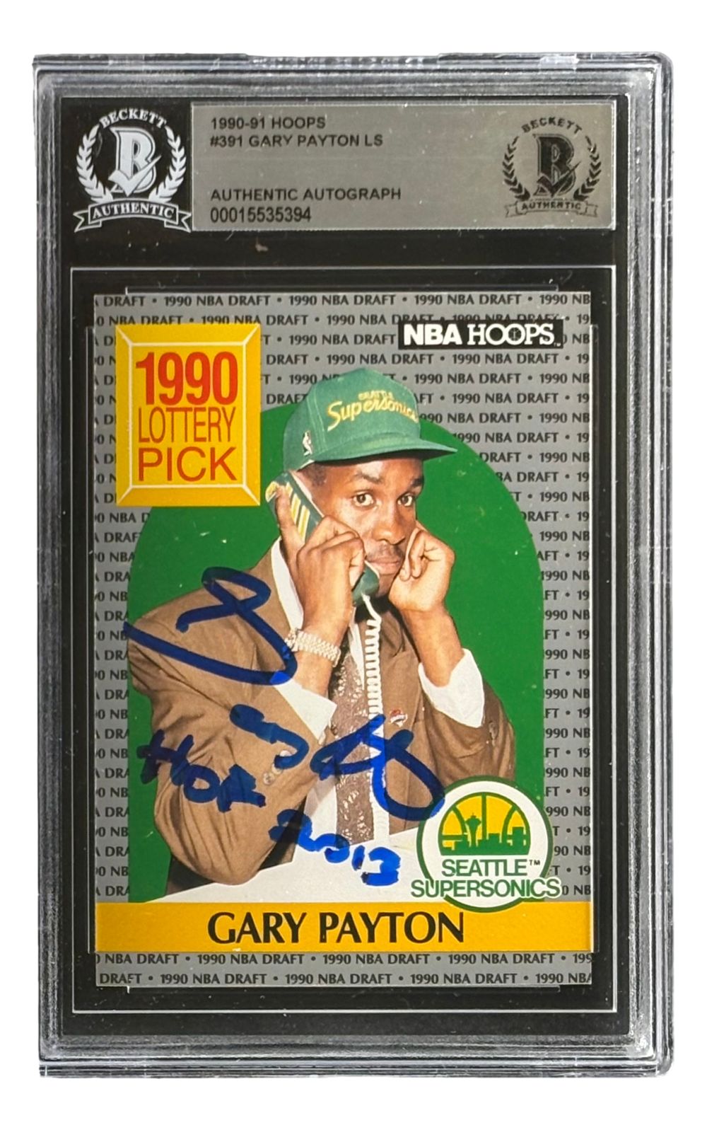 Gary Payton Signed 1990/91 Hoops #391 Seattle Sonics Rookie Card