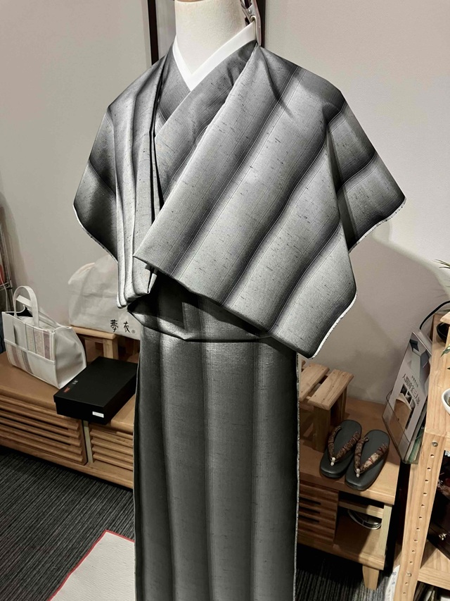 牛首紬 鰹縞 先染め|希少 特選品 10周年感謝特価| スポットガーデン