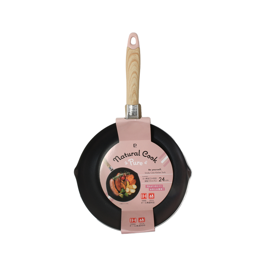 ナチュラルクックピュア ふっ素加工IH対応深型フライパン24cm(ピンク