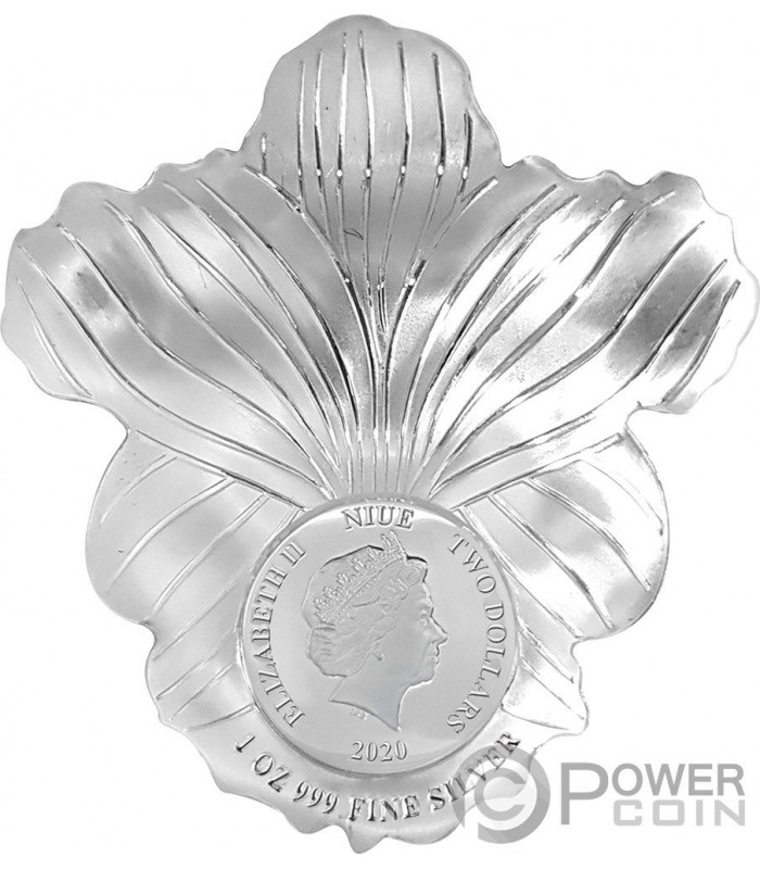 ORCHID Shape World Enchanting Flower 1 Oz Silver Coin 2$ Niue 2020