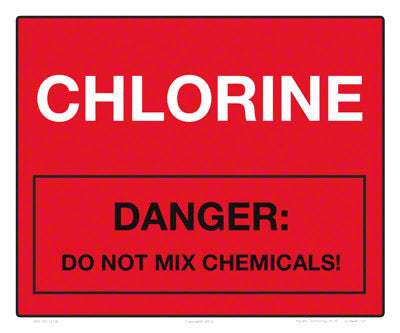 Red Chlorine (Danger) Tank Label 12x10 Vinyl Stick-on - 9001WV1210E