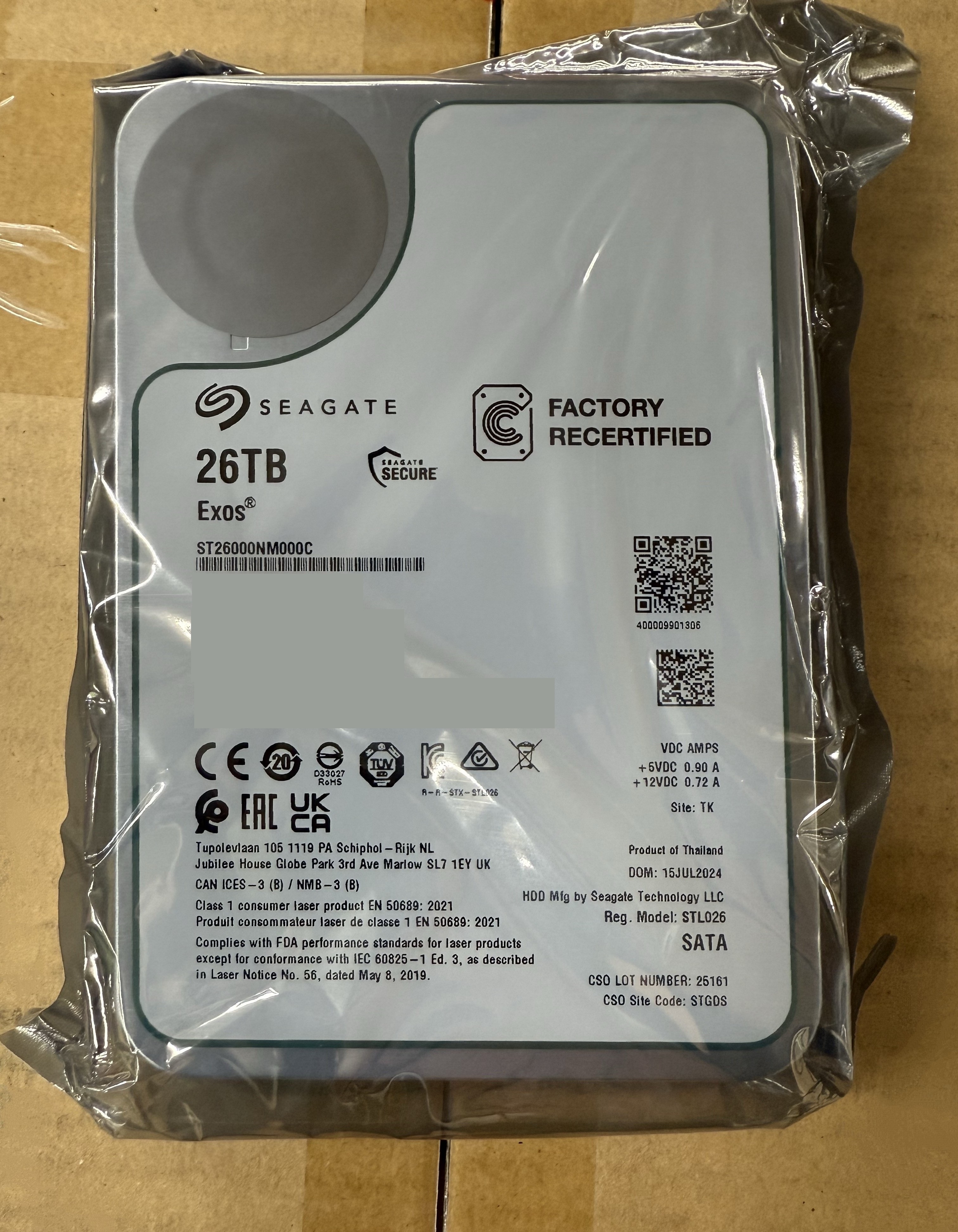 メーカー再生品】Seagate EXOS ST26000NM000C 26TB NL-SATA 30日保証